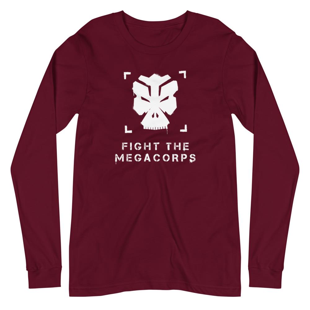 FIGHT THE MEGACORPS P1 Long Sleeve Tee Embattled Clothing Maroon XS 