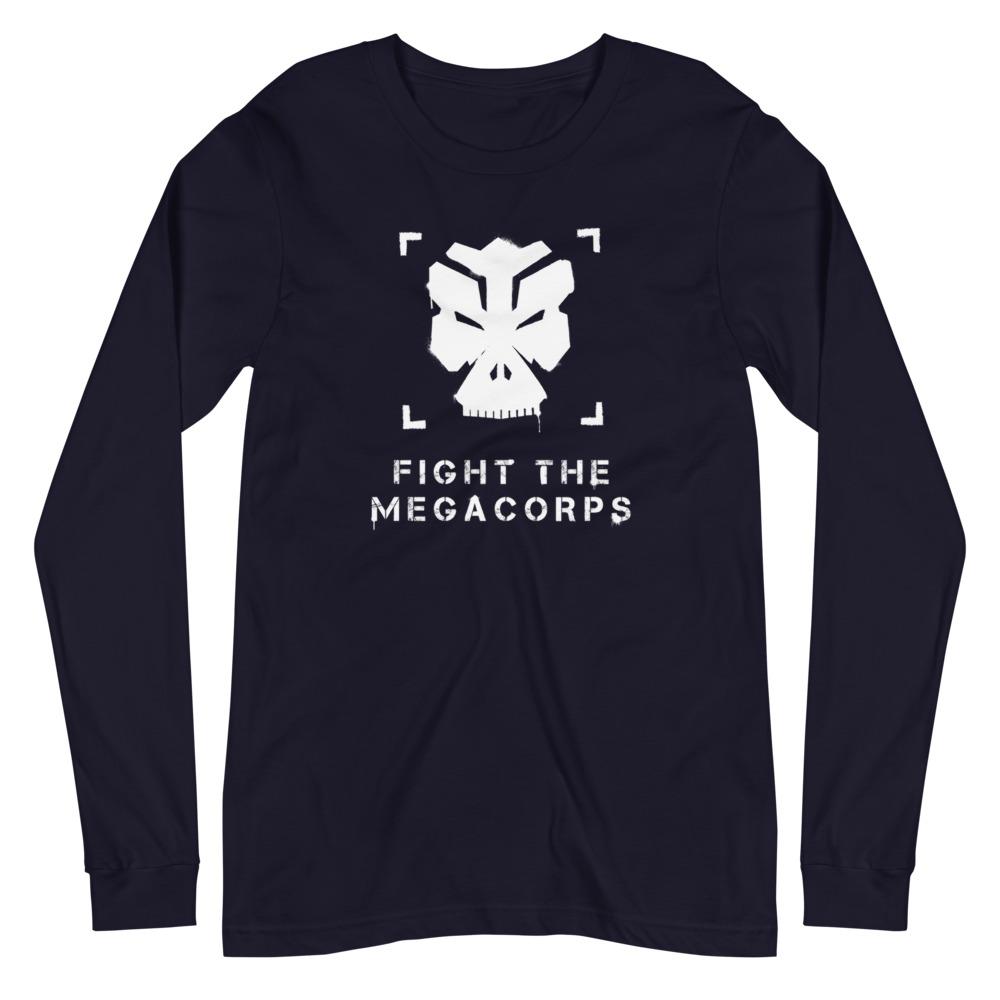 FIGHT THE MEGACORPS P1 Long Sleeve Tee Embattled Clothing Navy XS 