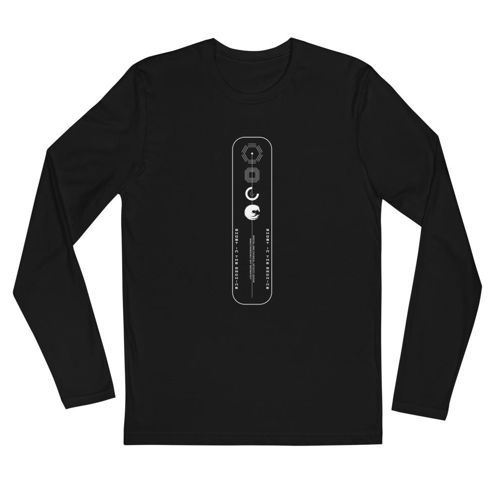 GHOST IN THE MACHINE Long Sleeve Fitted Crew Embattled Clothing Black S 