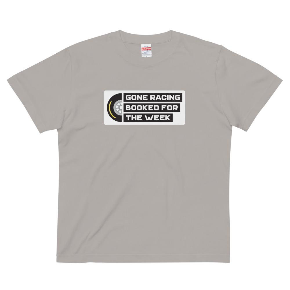 GONE RACING BOOKED FOR THE WEEK Badge quality tee Embattled Clothing Light Grey S 