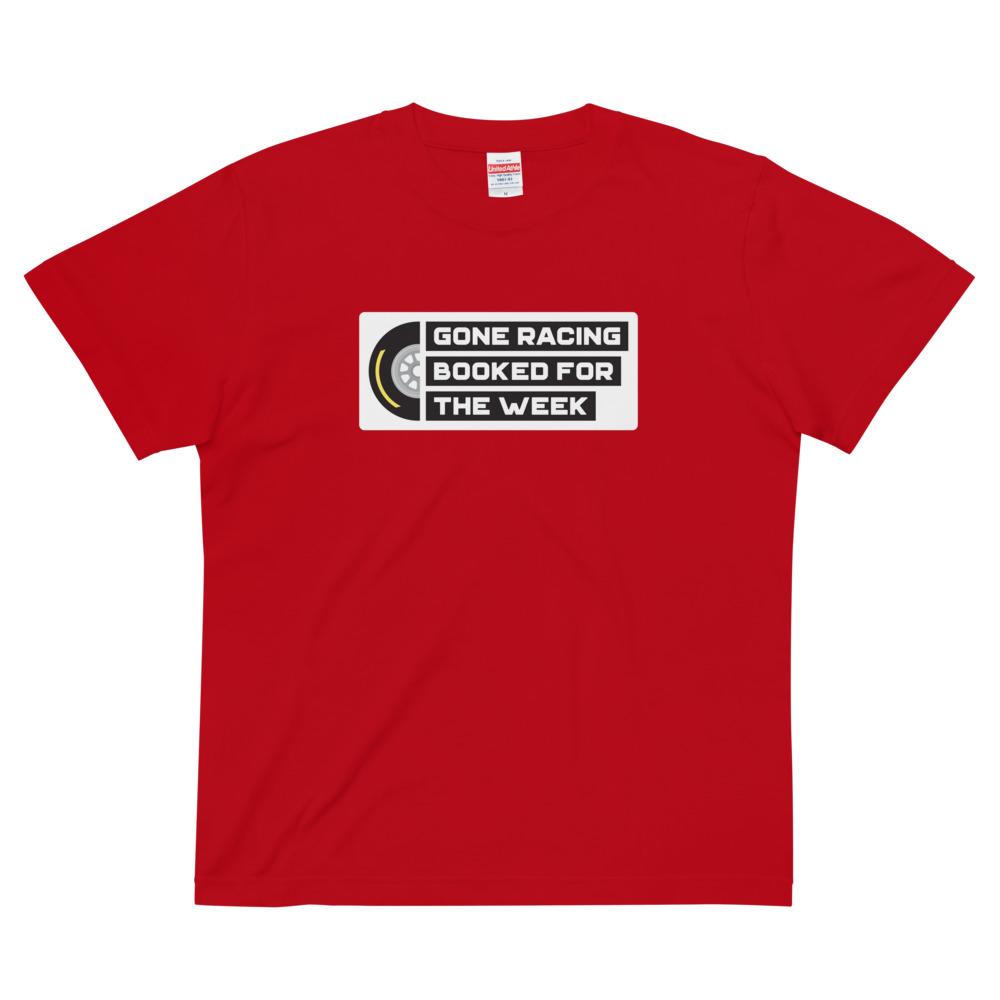 GONE RACING BOOKED FOR THE WEEK Badge quality tee Embattled Clothing Red S 