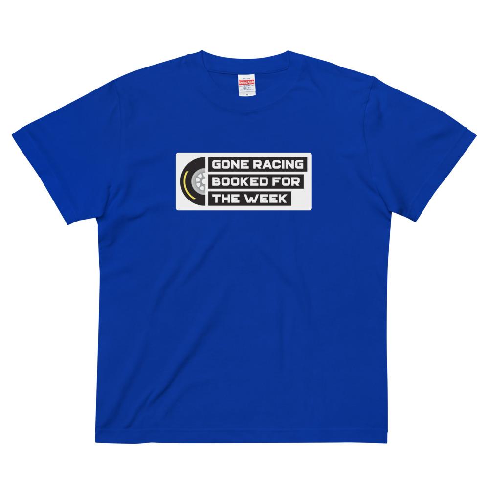 GONE RACING BOOKED FOR THE WEEK Badge quality tee Embattled Clothing Royal Blue S 