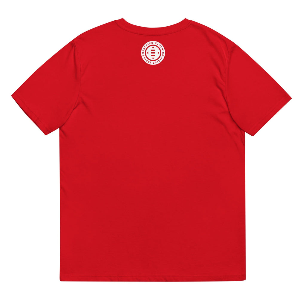 IN SCI-FI WE TRUST organic cotton t-shirt Embattled Clothing Red S 