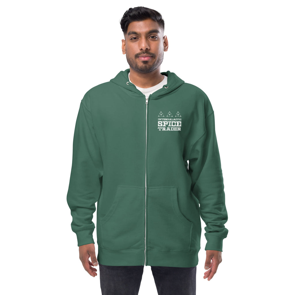 INTERGALACTIC SPICE TRADER 2.0 fleece zip up hoodie Embattled Clothing Alpine Green S 