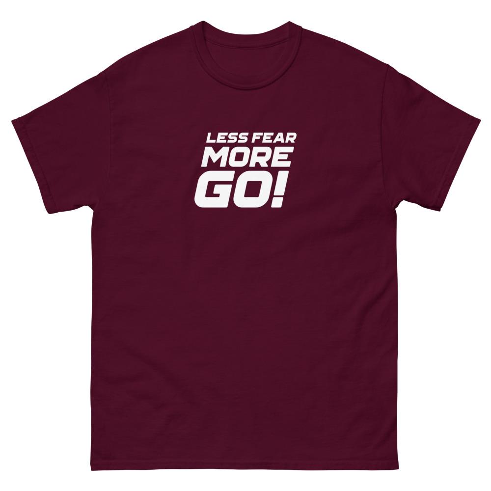 LESS FEAR MORE GO! heavyweight tee Embattled Clothing Maroon S 