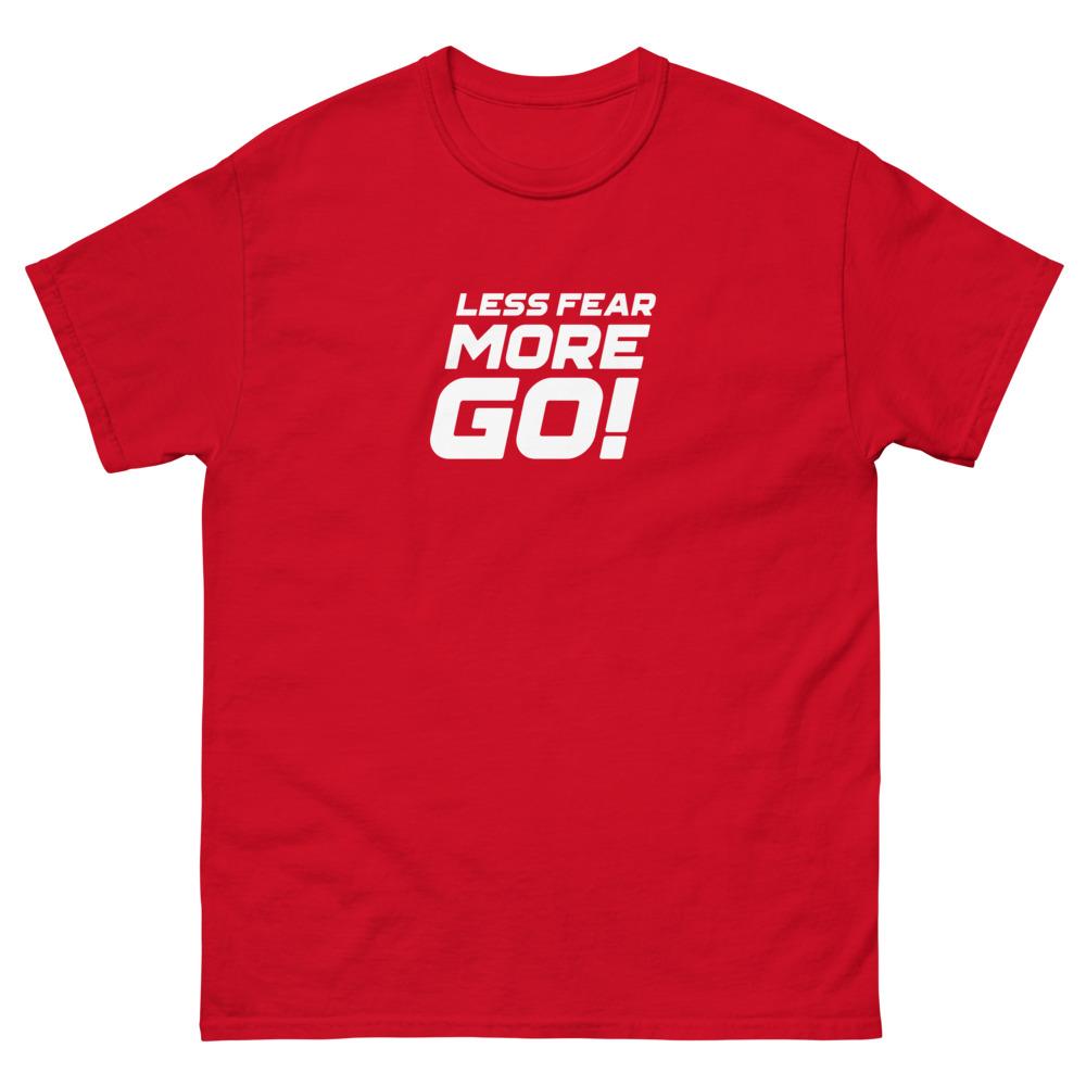 LESS FEAR MORE GO! heavyweight tee Embattled Clothing Red S 