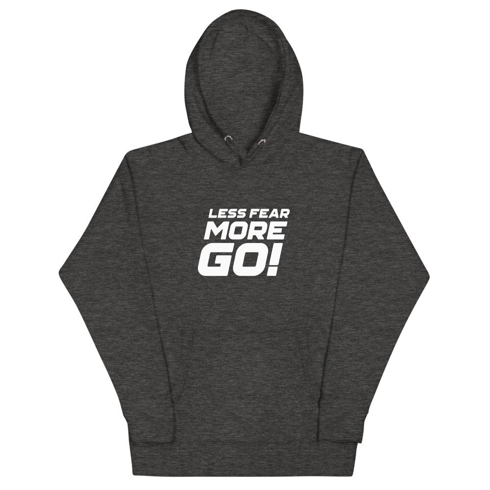 LESS FEAR MORE GO! Hoodie Embattled Clothing Charcoal Heather S 