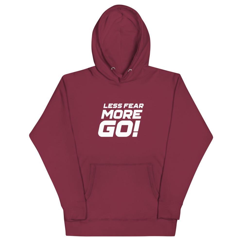 LESS FEAR MORE GO! Hoodie Embattled Clothing Maroon S 