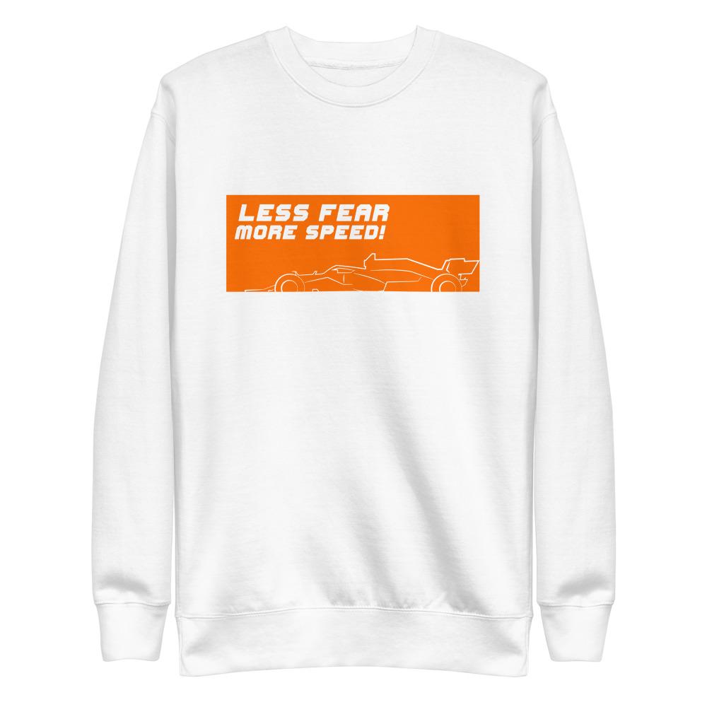 LESS FEAR MORE SPEED! 2.0 Fleece Pullover Embattled Clothing White S 