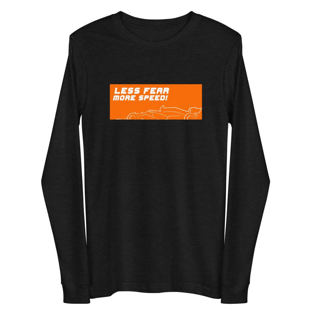 LESS FEAR MORE SPEED! 2.0 Long Sleeve Tee Embattled Clothing Black Heather XS 