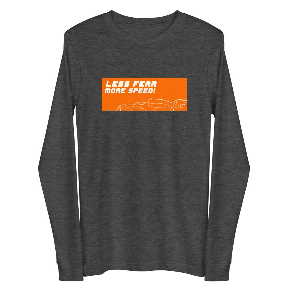 LESS FEAR MORE SPEED! 2.0 Long Sleeve Tee Embattled Clothing Dark Grey Heather XS 