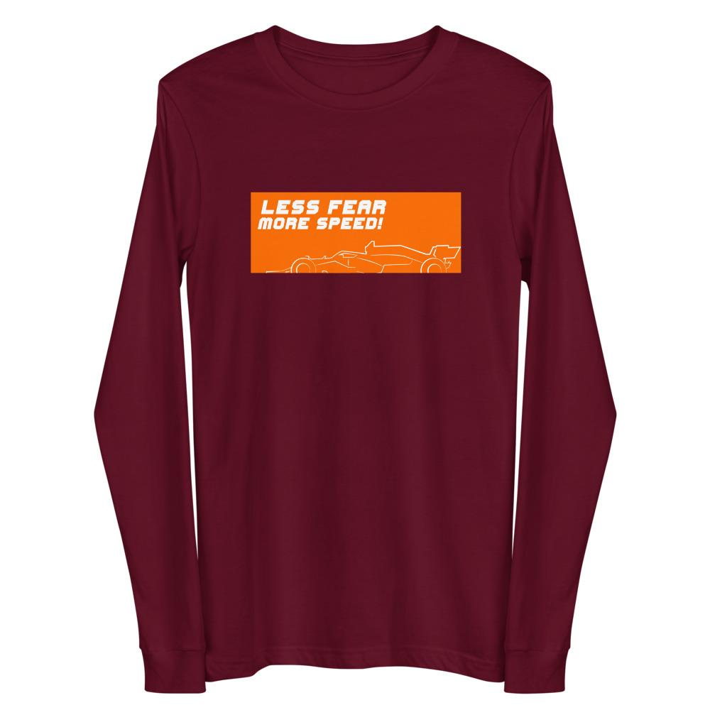 LESS FEAR MORE SPEED! 2.0 Long Sleeve Tee Embattled Clothing Maroon XS 