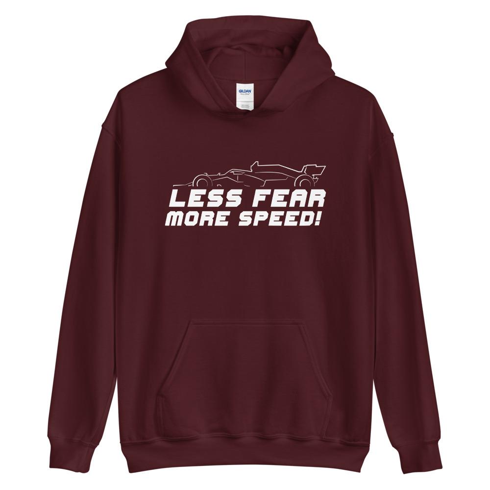 LESS FEAR MORE SPEED! Hoodie Embattled Clothing Maroon S 