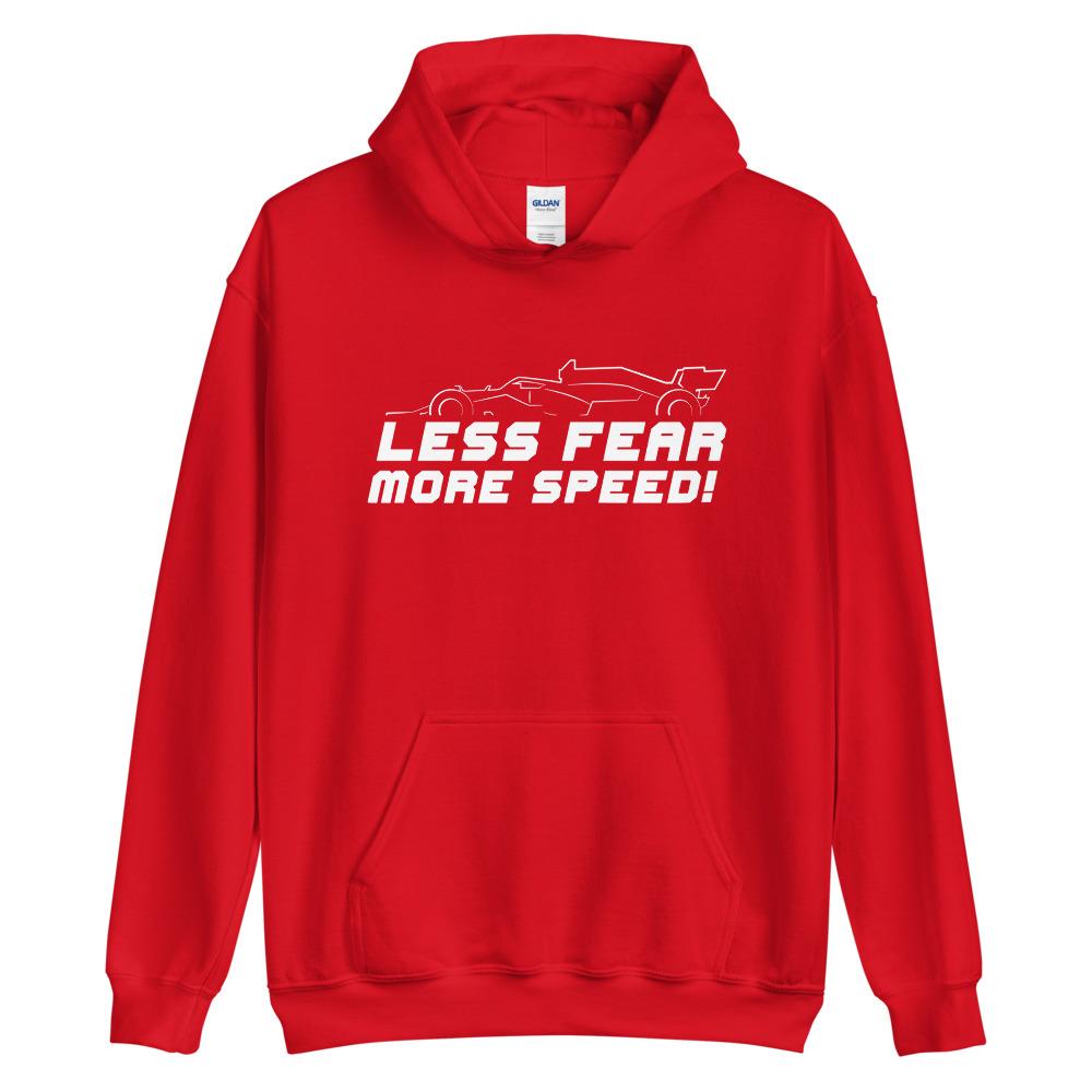 LESS FEAR MORE SPEED! Hoodie Embattled Clothing Red S 