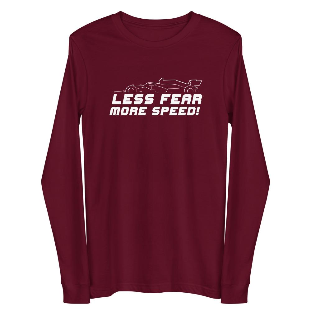 LESS FEAR MORE SPEED! Long Sleeve Tee Embattled Clothing Maroon XS 