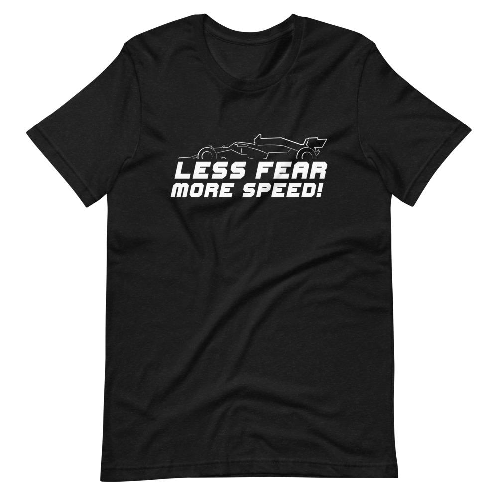 LESS FEAR MORE SPEED! Short-Sleeve T-Shirt Embattled Clothing Black Heather XS 