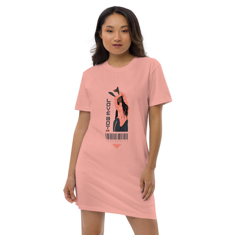 LOVE BOT 2.0 Women's Organic cotton t-shirt dress Embattled Clothing Canyon Pink XS 