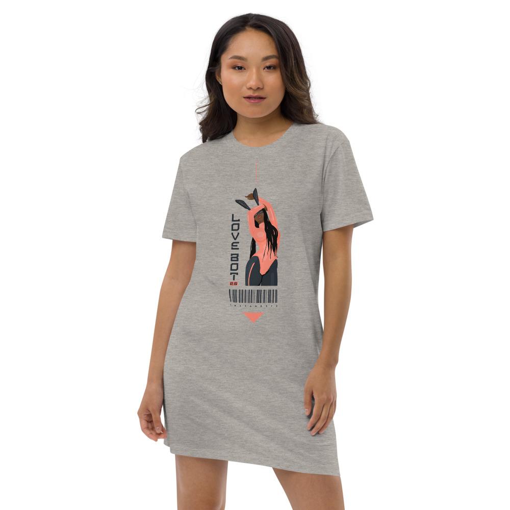 LOVE BOT 2.0 Women's Organic cotton t-shirt dress Embattled Clothing Heather Grey XS 