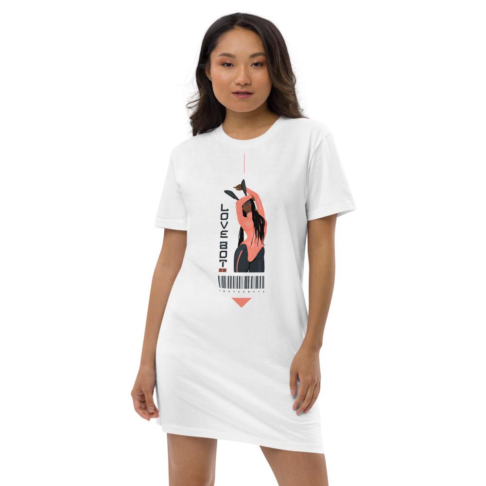 LOVE BOT 2.0 Women's Organic cotton t-shirt dress Embattled Clothing White XS 