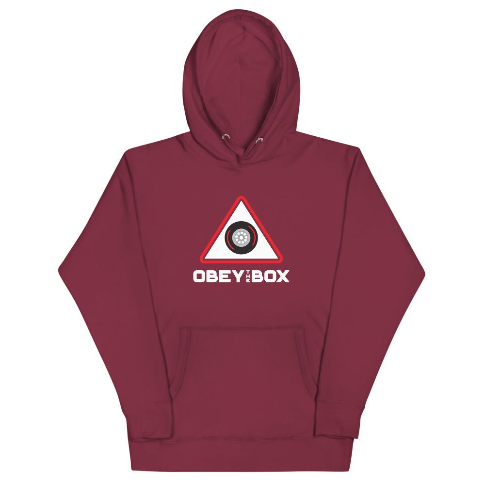OBEY THE BOX RED Hoodie Embattled Clothing Maroon S 