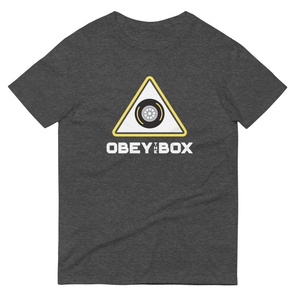 OBEY THE BOX YELLOW T-Shirt Embattled Clothing Heather Dark Grey S 