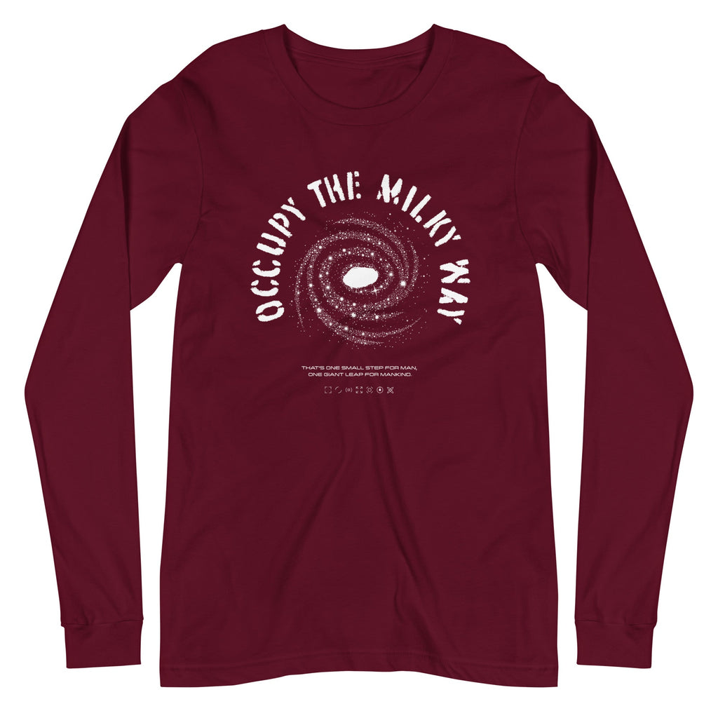 OCCUPY THE MILKY WAY Long Sleeve Tee Embattled Clothing Maroon XS 