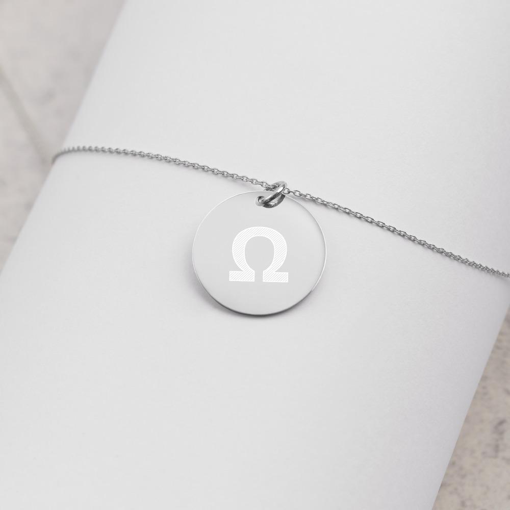Ohm Energy Engraved Silver Disc Necklace Embattled Clothing 