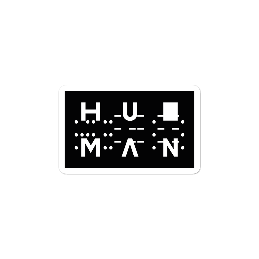 ONLY HUMAN Black Bubble-free stickers Embattled Clothing 3x3 