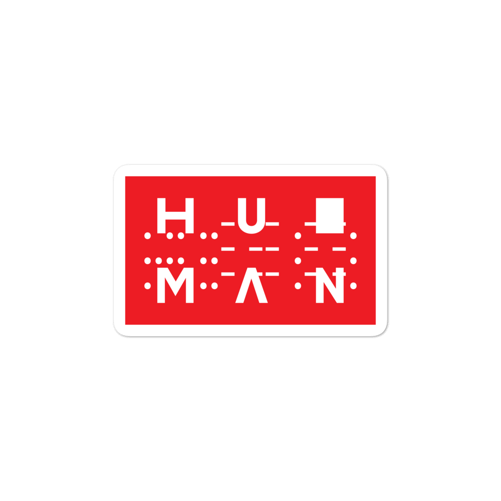 ONLY HUMAN Red Bubble-free stickers Embattled Clothing 3x3 