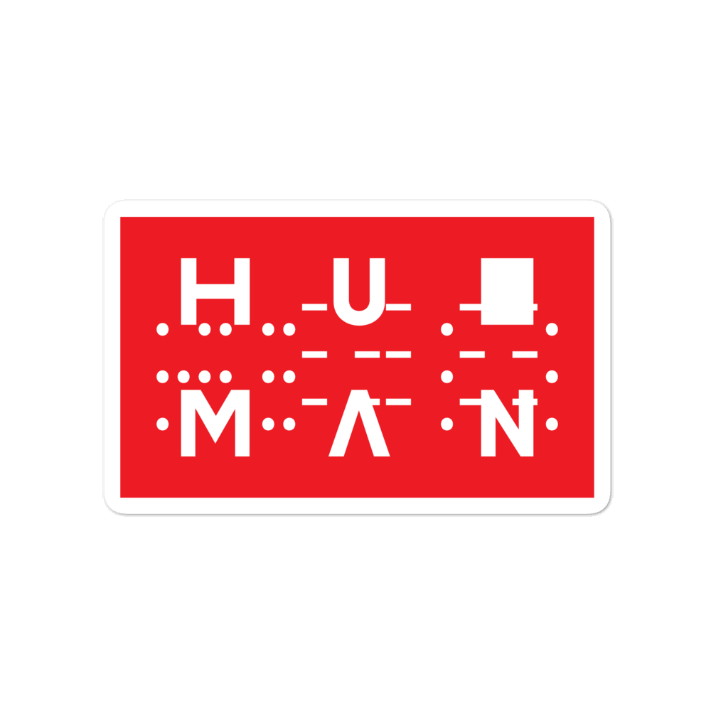 ONLY HUMAN Red Bubble-free stickers Embattled Clothing 4x4 