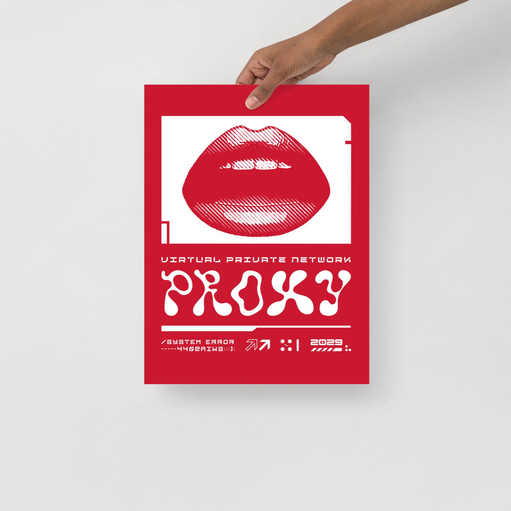 PROXXXY NETWORK ERROR (CYBER DEEP RED) Poster Embattled Clothing 12″×16″ 