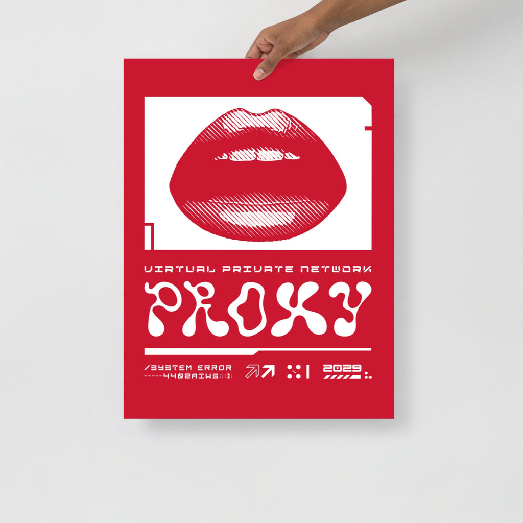 PROXXXY NETWORK ERROR (CYBER DEEP RED) Poster Embattled Clothing 18″×24″ 