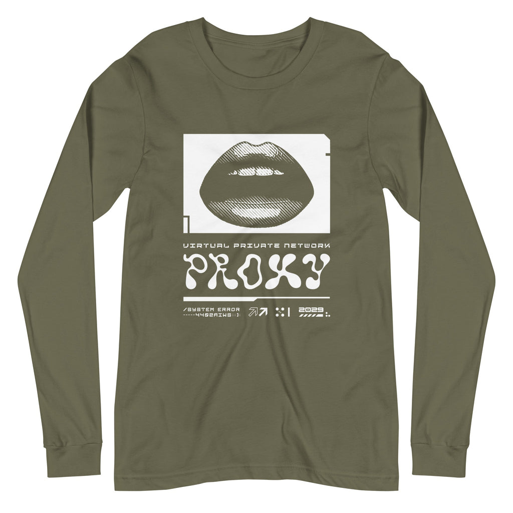 PROXXXY NETWORK ERROR Long Sleeve Tee Embattled Clothing Military Green XS 