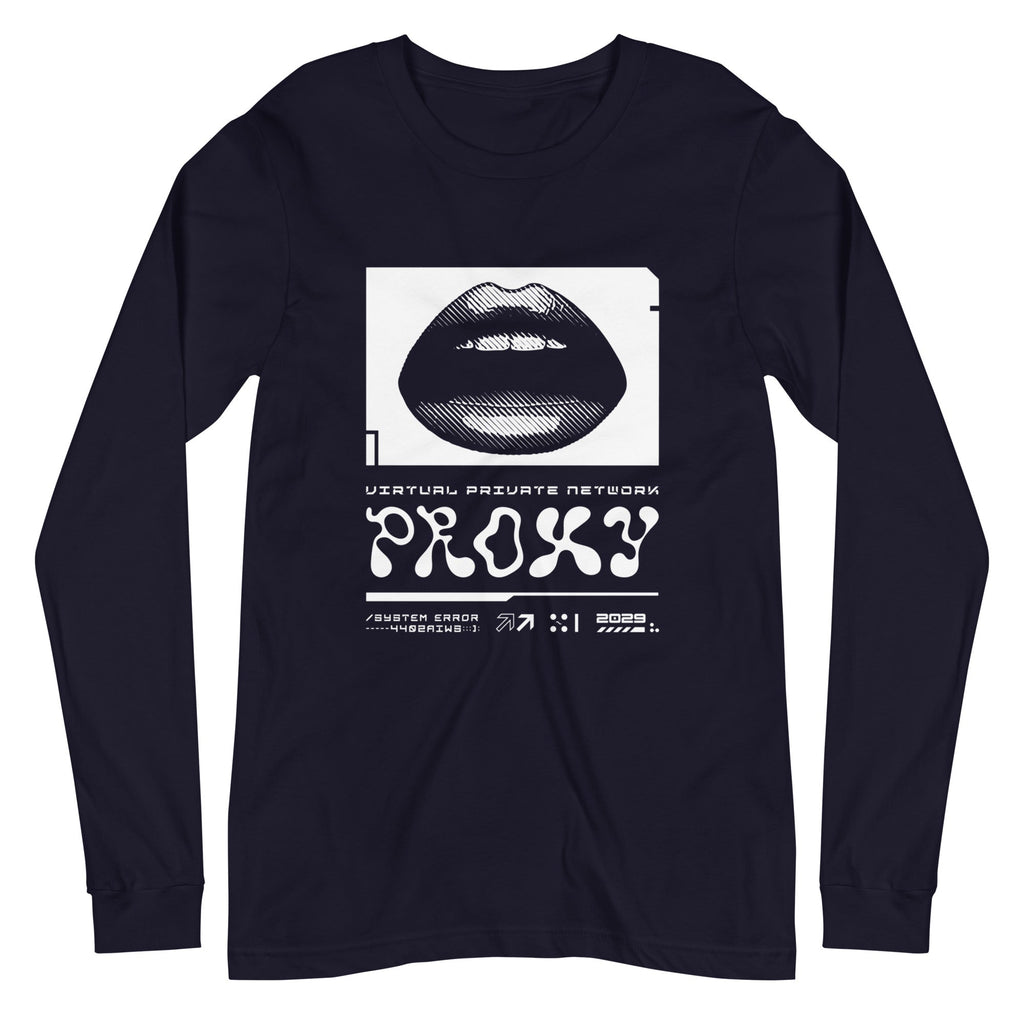 PROXXXY NETWORK ERROR Long Sleeve Tee Embattled Clothing Navy XS 