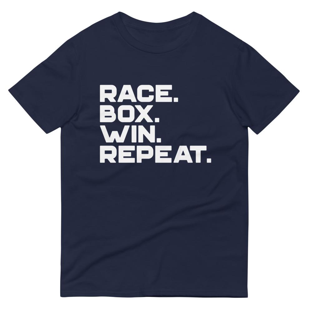 RACE. BOX. WIN. REPEAT. T-Shirt Embattled Clothing Navy S 