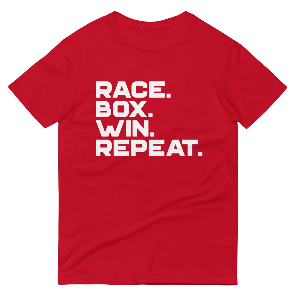 RACE. BOX. WIN. REPEAT. T-Shirt Embattled Clothing Red S 