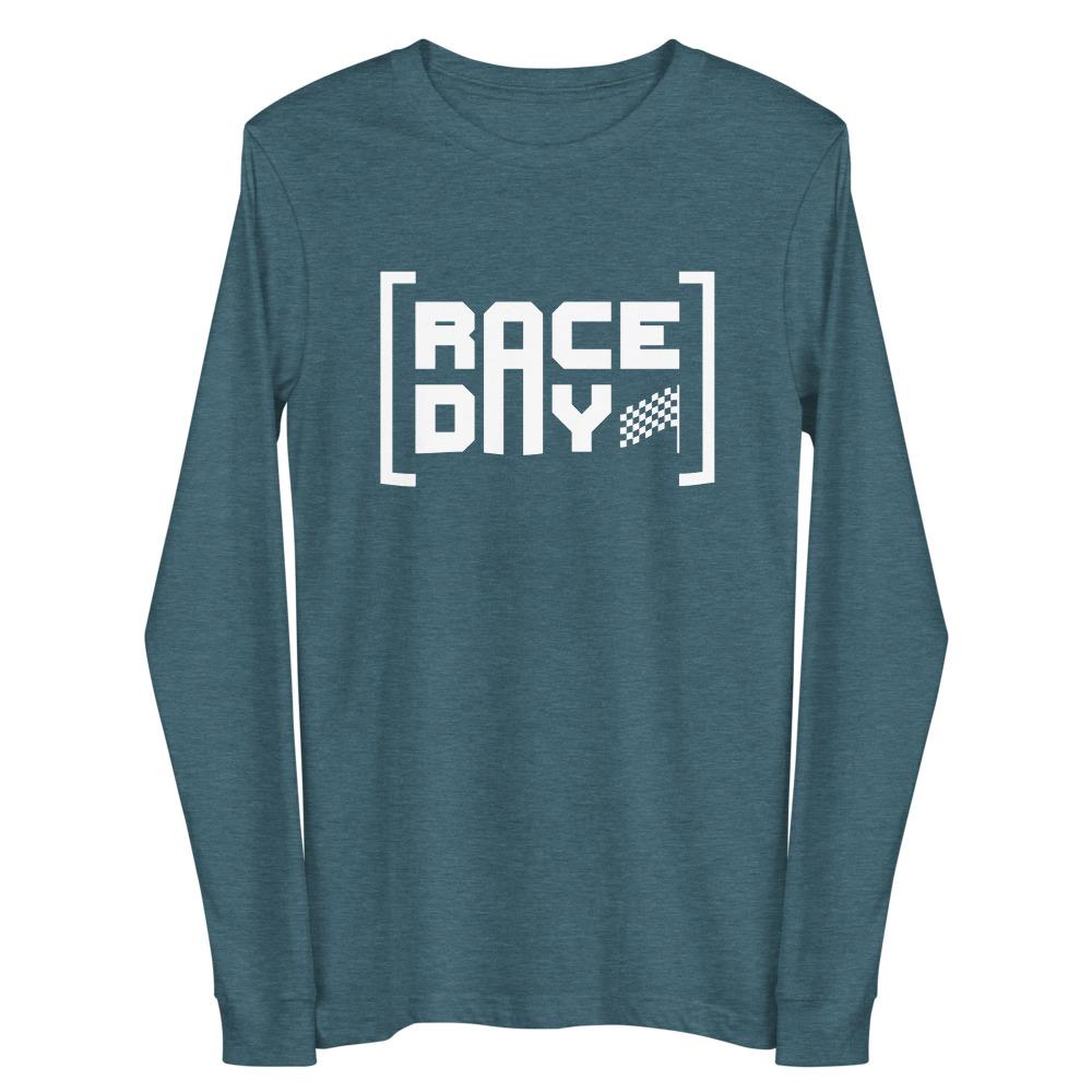 RACE DAY Long Sleeve Tee Embattled Clothing Heather Deep Teal XS 