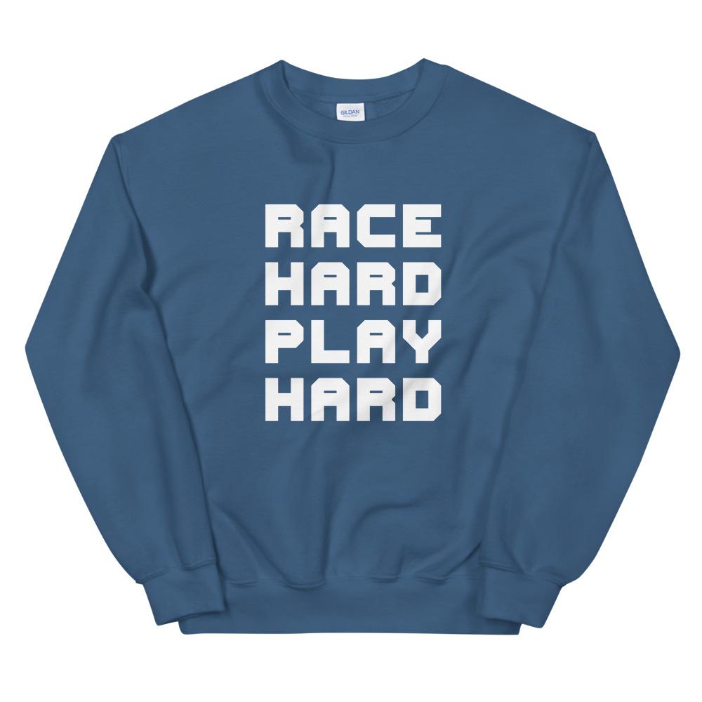 RACE HARD PLAY HARD Sweatshirt Embattled Clothing Indigo Blue S 