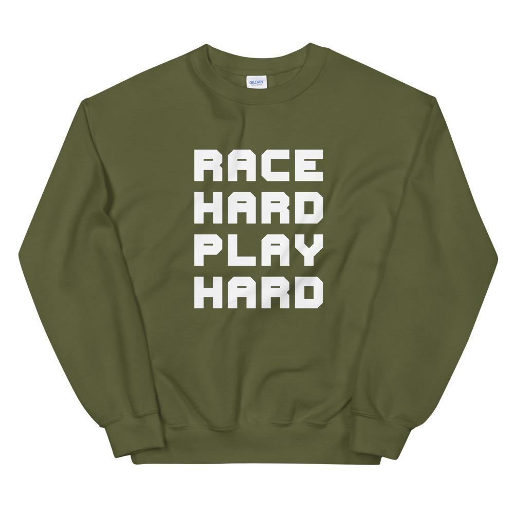 RACE HARD PLAY HARD Sweatshirt Embattled Clothing Military Green S 