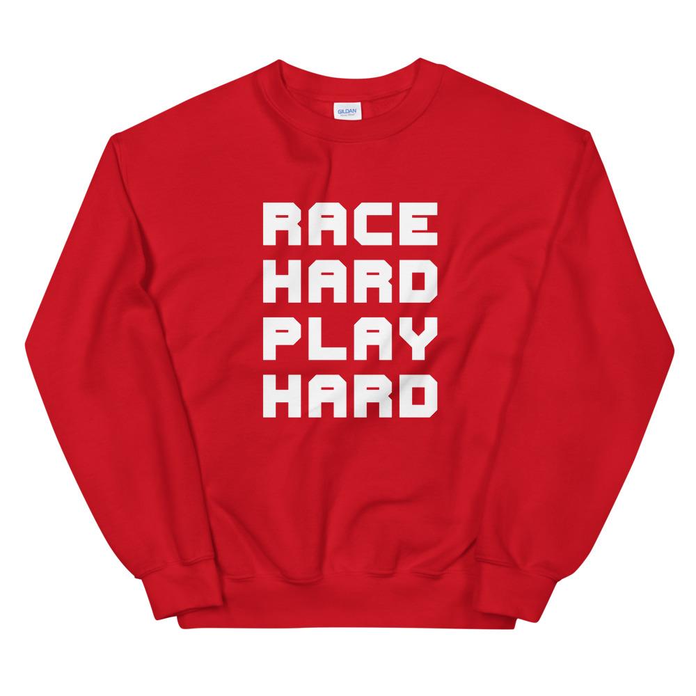 RACE HARD PLAY HARD Sweatshirt Embattled Clothing Red S 