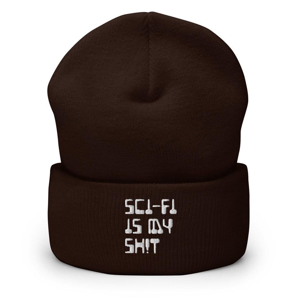 SCI-FI IS MY SH!T Cuffed Beanie Embattled Clothing Brown 