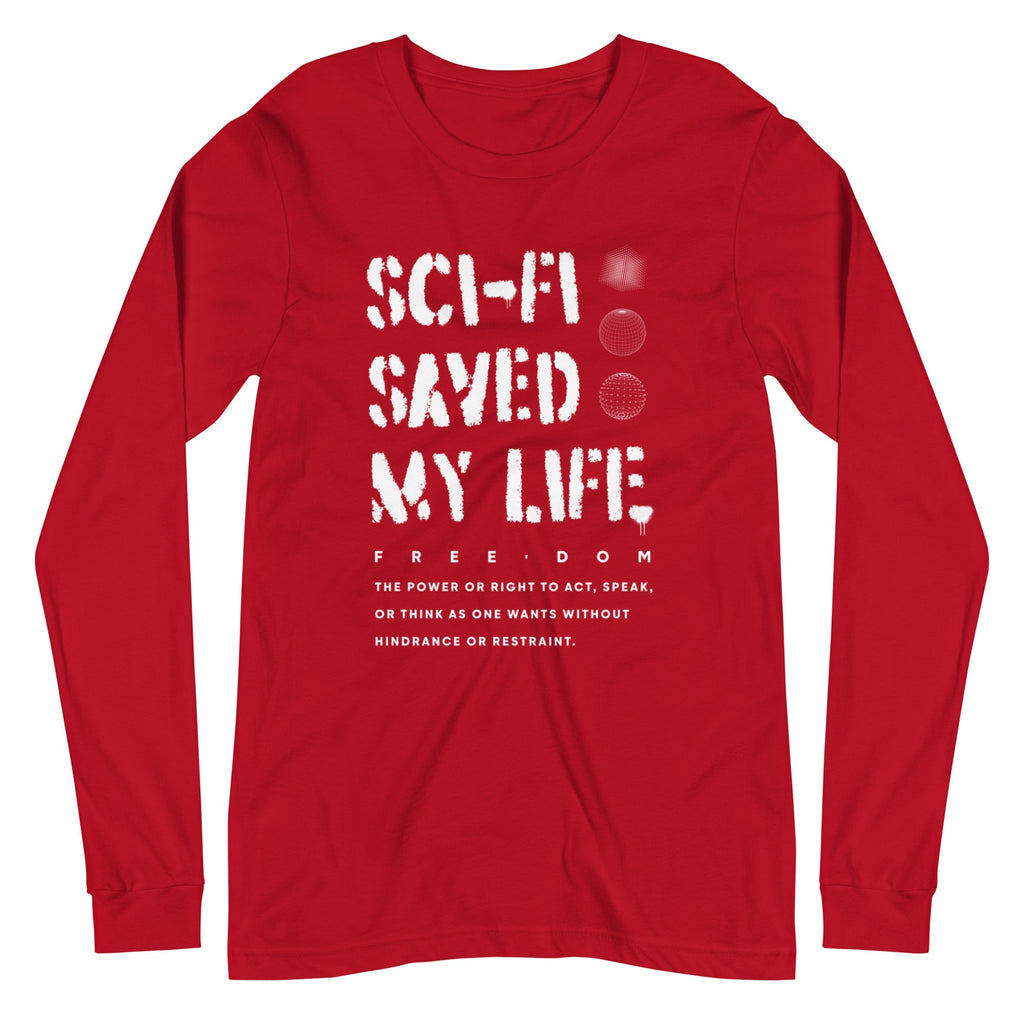 SCI-FI SAVED MY LIFE Long Sleeve Tee Embattled Clothing Red XS 