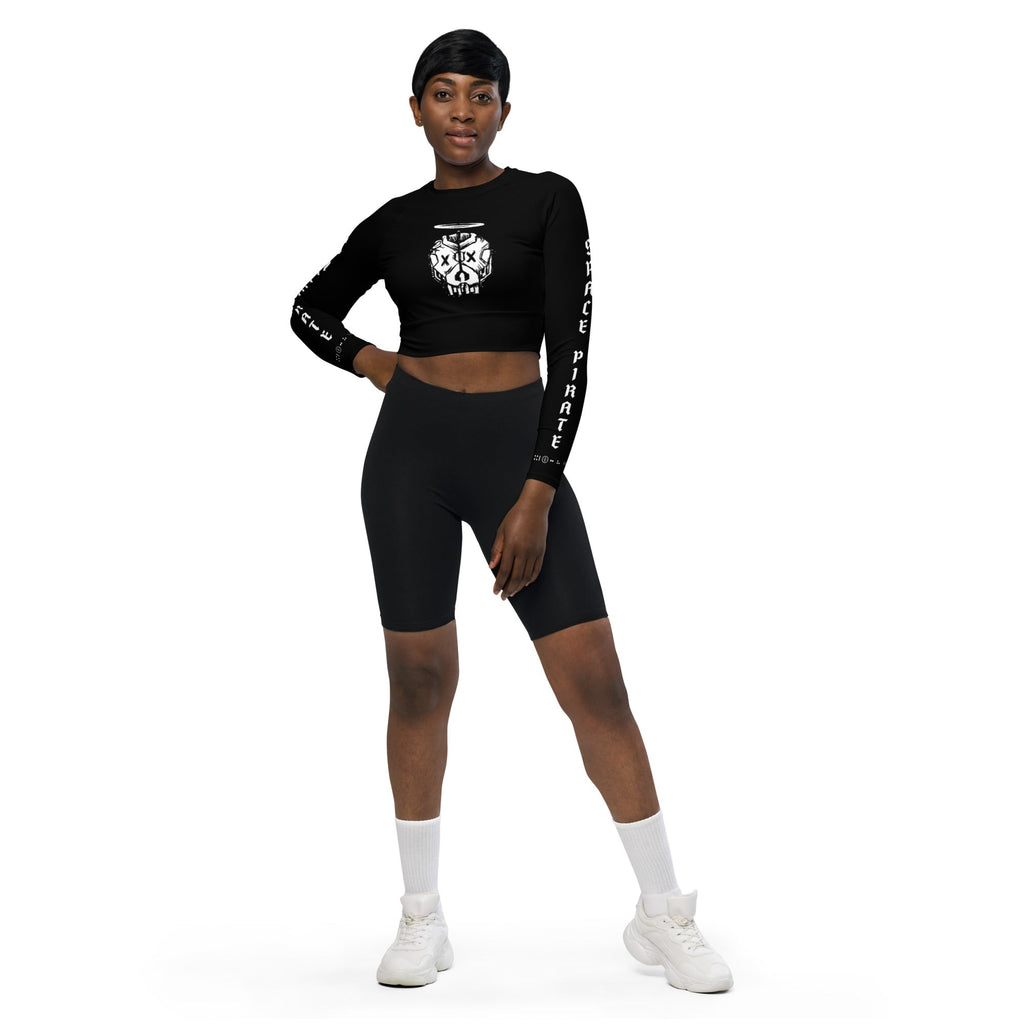 SPACE PIRATE 4.0 (CYBER-BLACK) Recycled long-sleeve crop top Embattled Clothing 2XS 