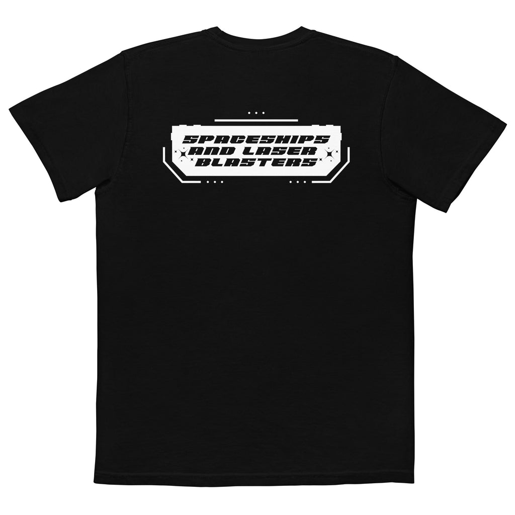 SPACESHIPS AND LASER BLASTERS (Gravity White) garment-dyed pocket t-shirt Embattled Clothing Black S 