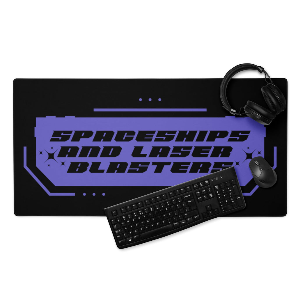 SPACESHIPS AND LASER BLASTERS (NEBULA PURPLE) Gaming mouse pad Embattled Clothing 36″×18″ 