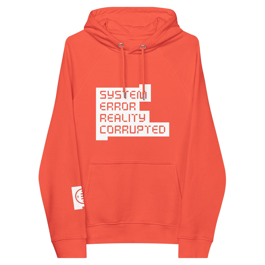 SYSTEM ERROR REALITY CORRUPTED eco raglan hoodie Embattled Clothing Burnt Orange XS 