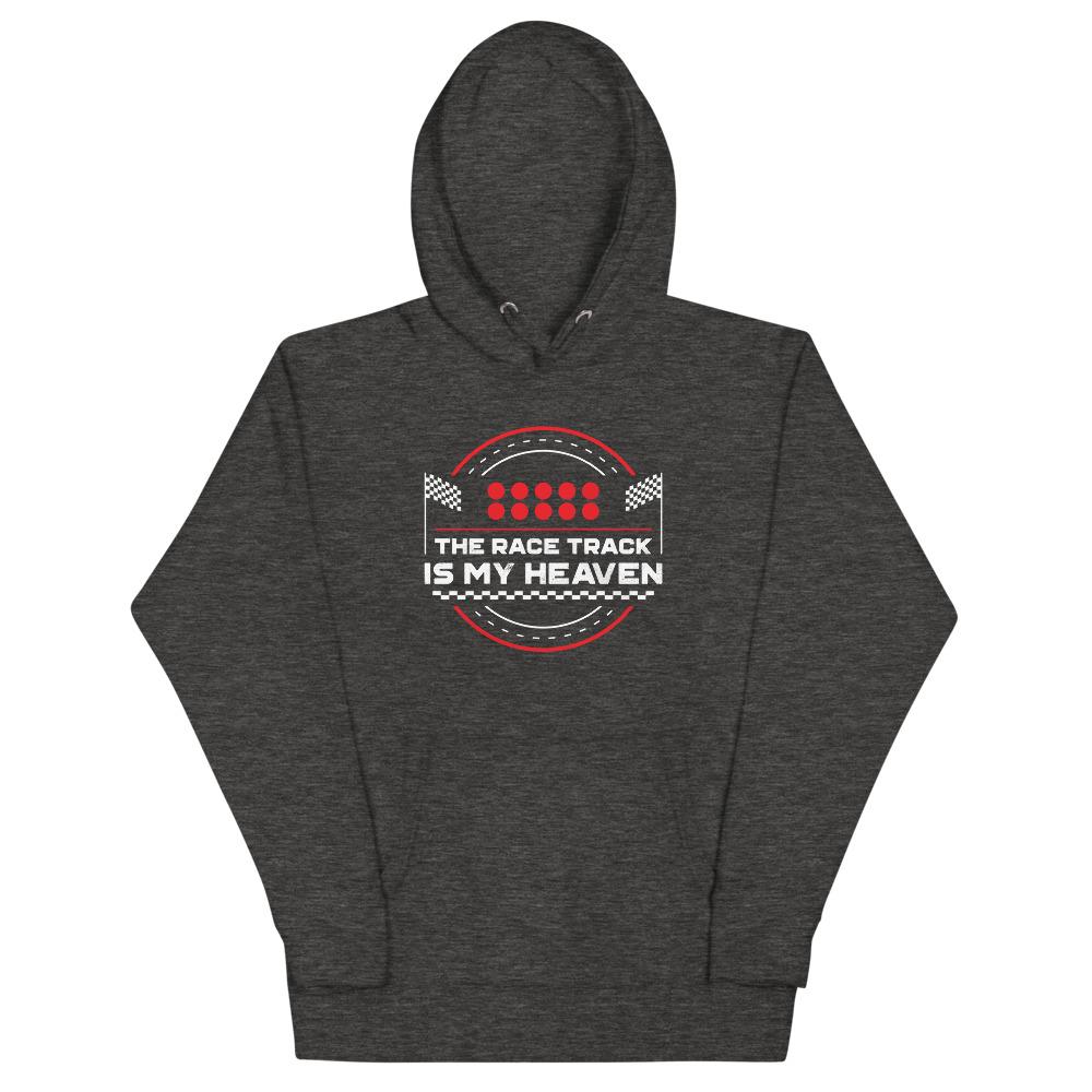 THE RACE TRACK IS MY HEAVEN Hoodie Embattled Clothing Charcoal Heather S 