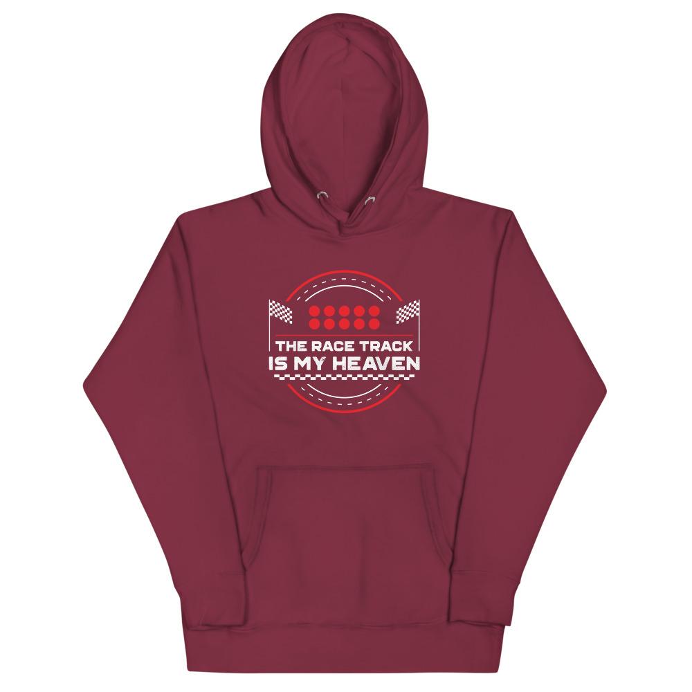 THE RACE TRACK IS MY HEAVEN Hoodie Embattled Clothing Maroon S 