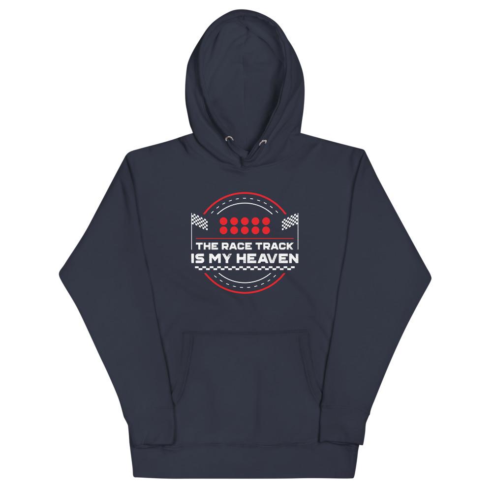 THE RACE TRACK IS MY HEAVEN Hoodie Embattled Clothing Navy Blazer S 