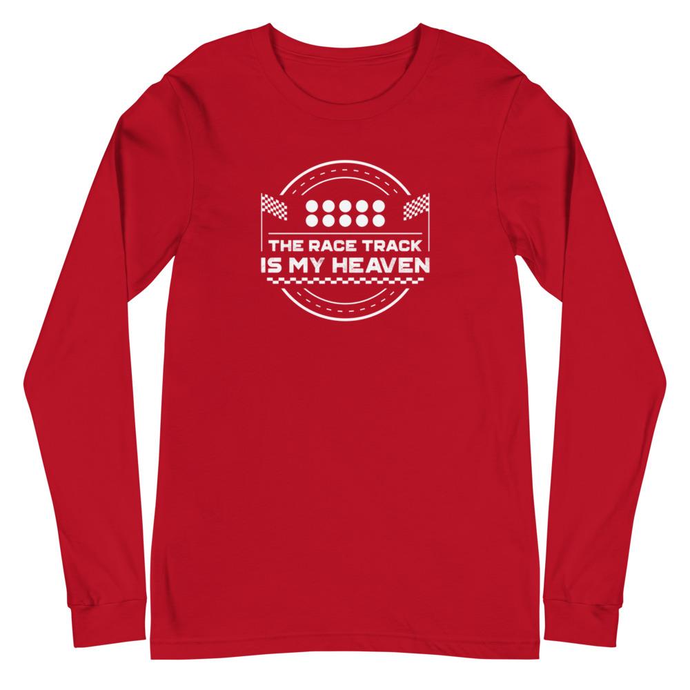 THE RACE TRACK IS MY HEAVEN Long Sleeve Tee Embattled Clothing Red XS 